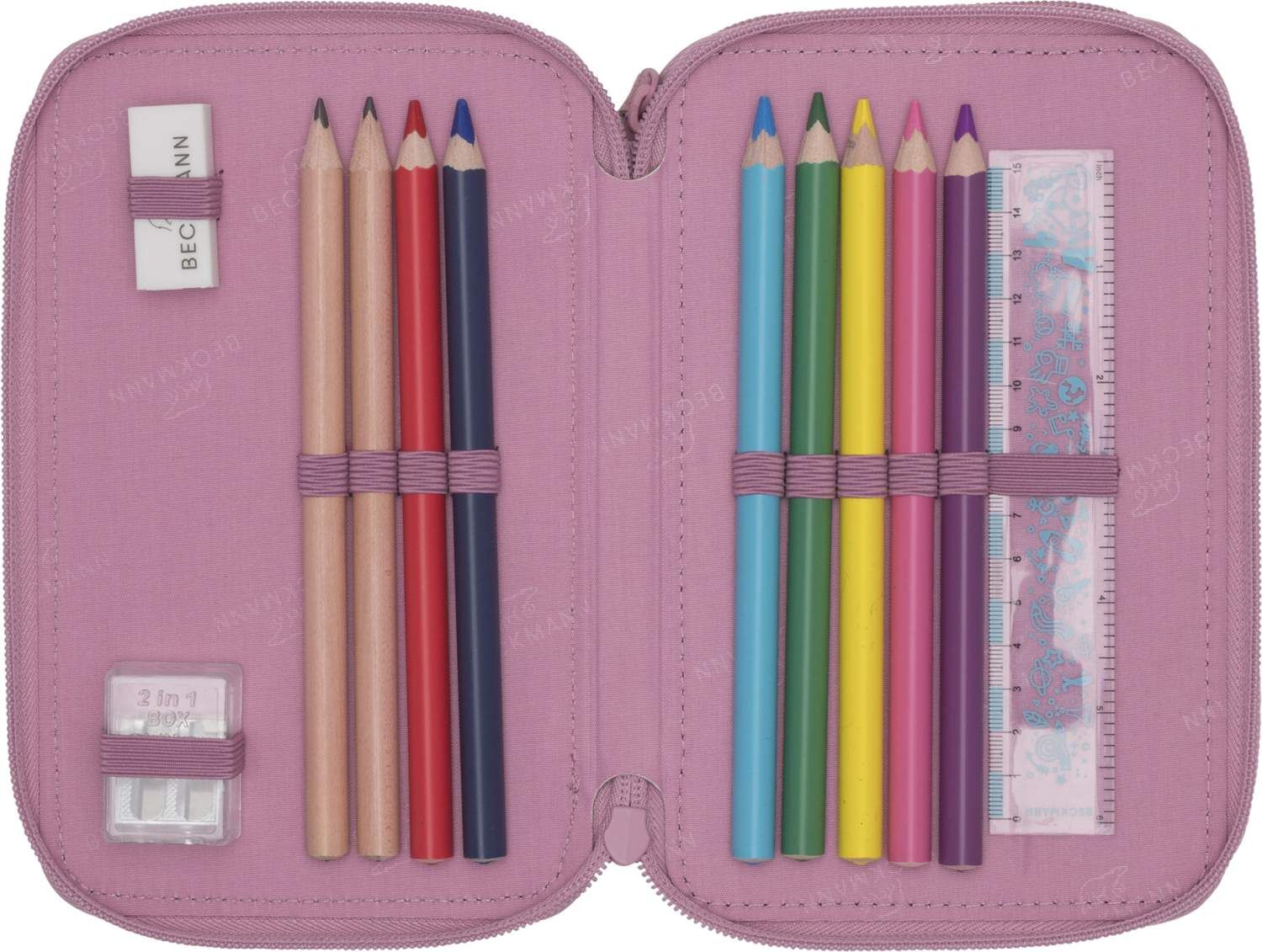Beckmann 3-Fâchrige Federmappe Pink