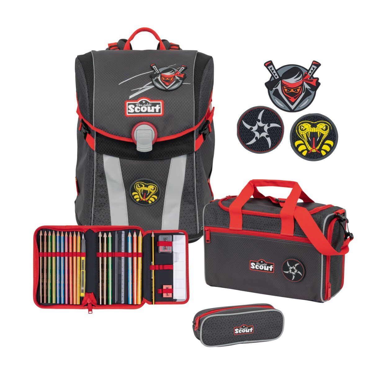 Scout Sunny Schulranzen-Set 4tlg ninja star