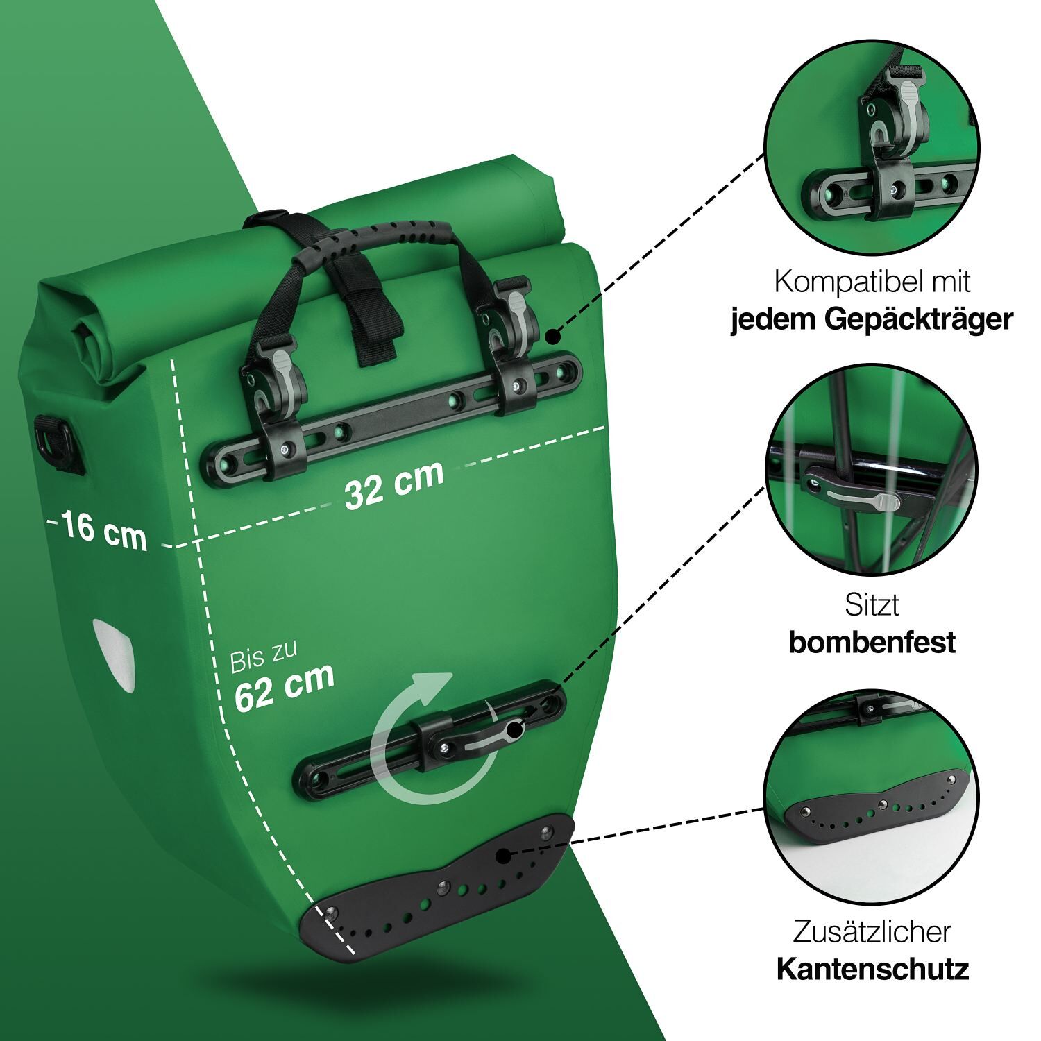 Valkental ValkBasic Fahrradtasche - Grün