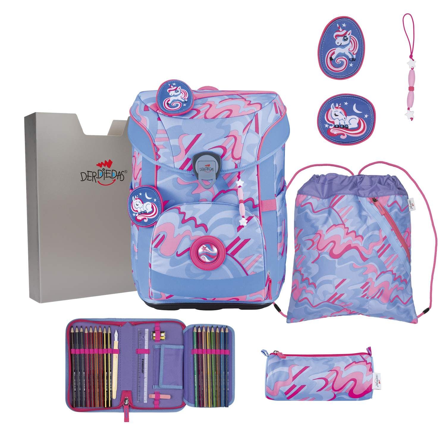 DerDieDas ErgoFlex Easy Superflash Magic Unicorn Schulranzenset 5-teilig