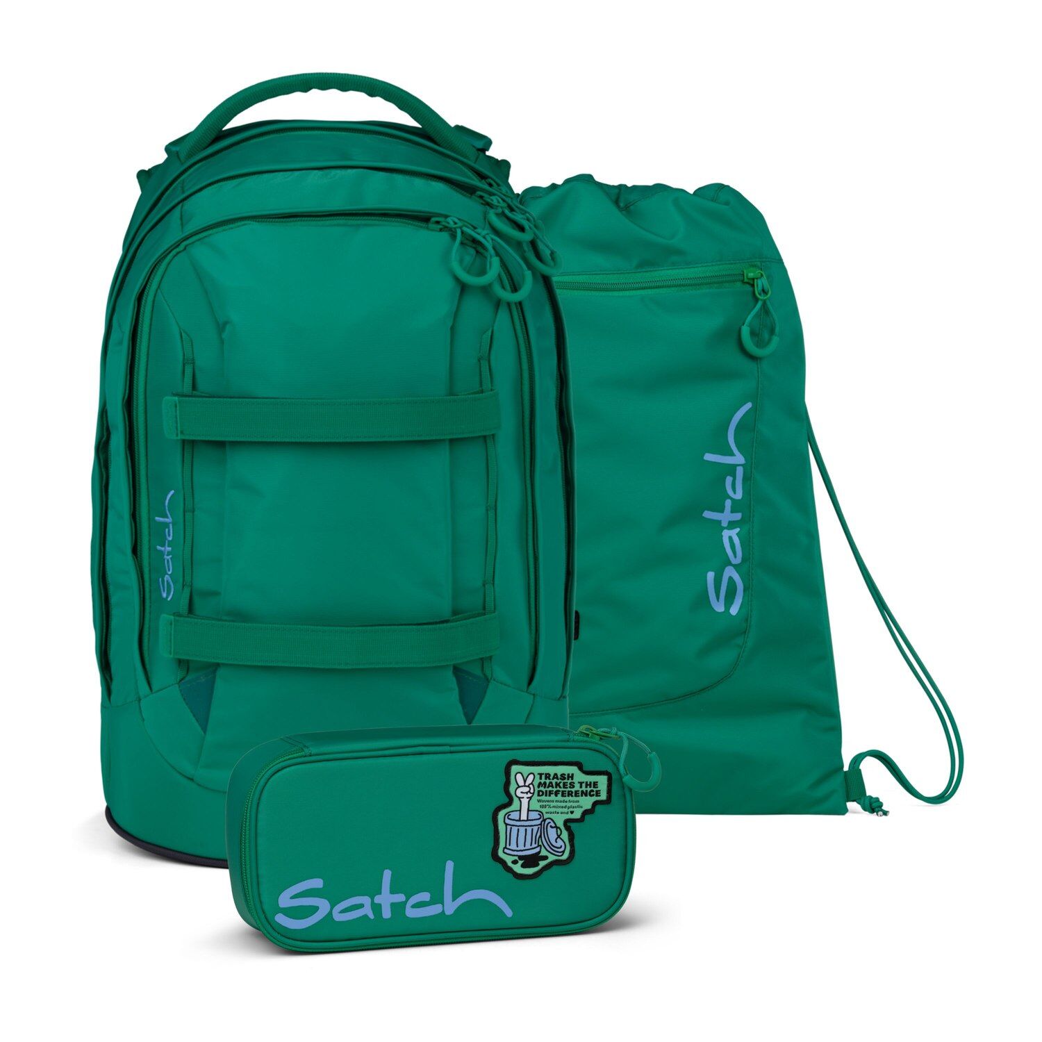 Satch pack Schulrucksack Set Fearless Green