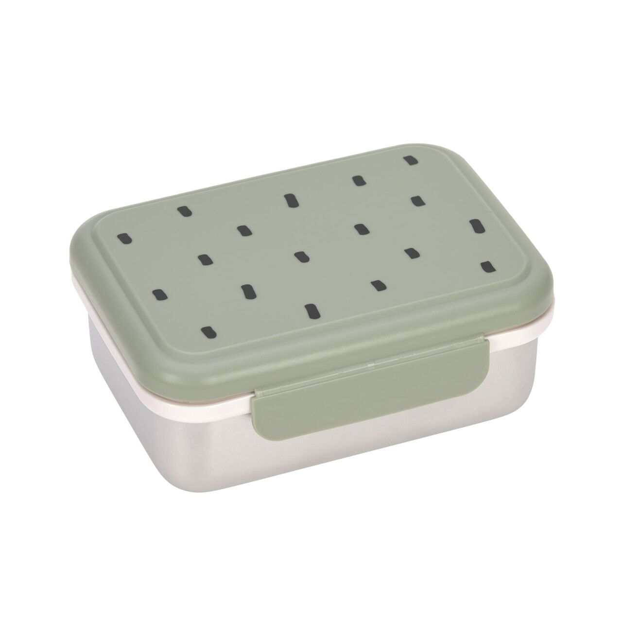 Lässig Brotdose Kinder - Edelstahl Lunchbox, Happy Prints light olive