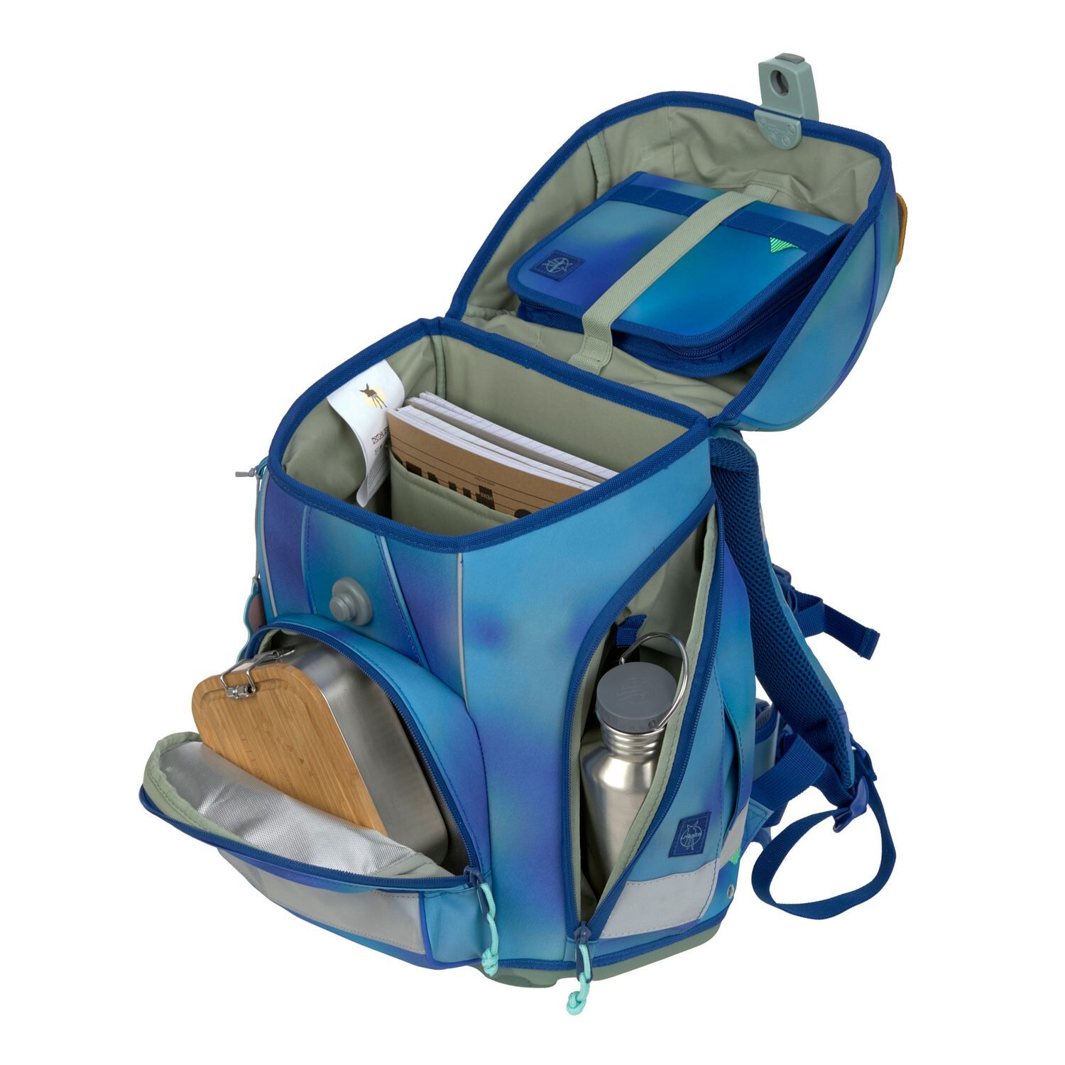 Lässig Schulranzen Set 7-teilig, Boxy gradient green/blue