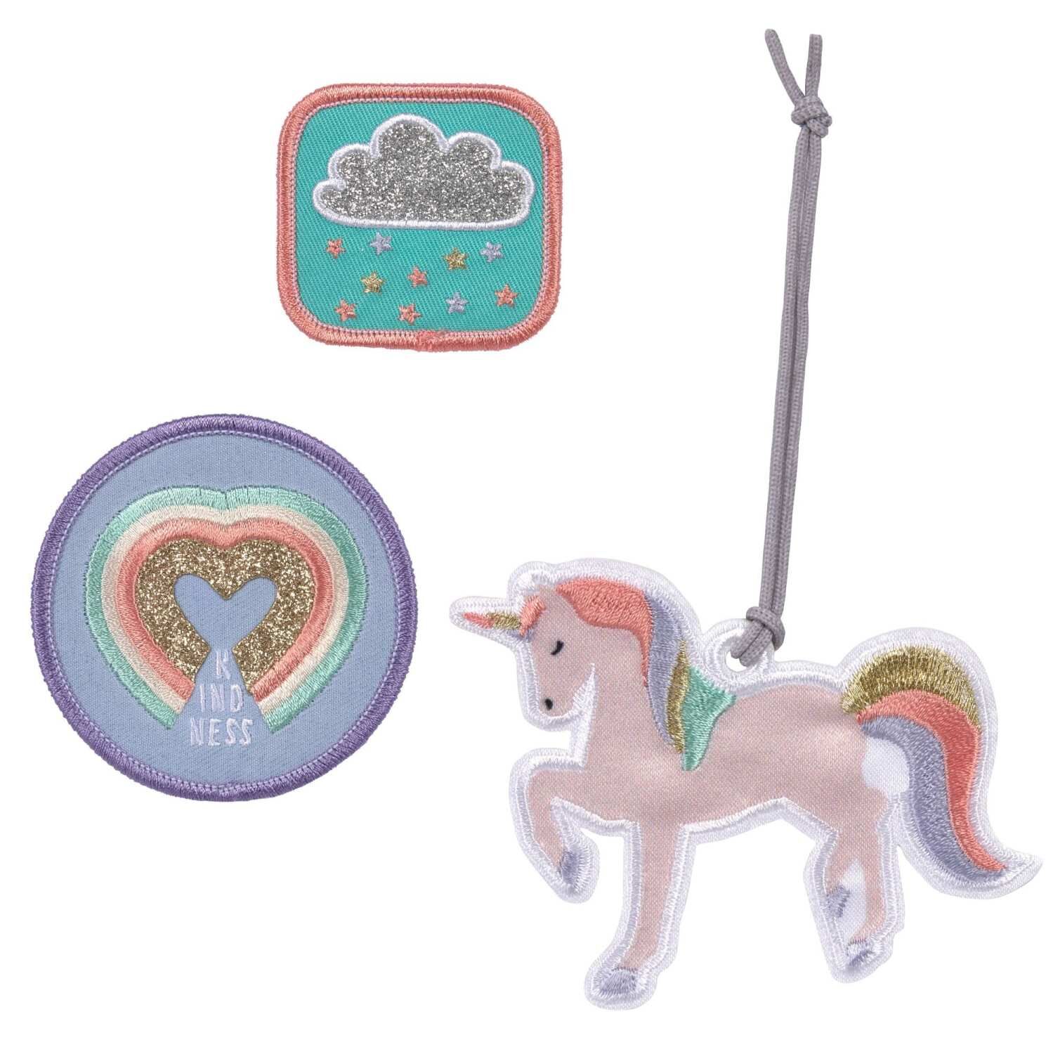 Lässig Anhänger & Patches - Schul Set Unique, Unicorn glitter
