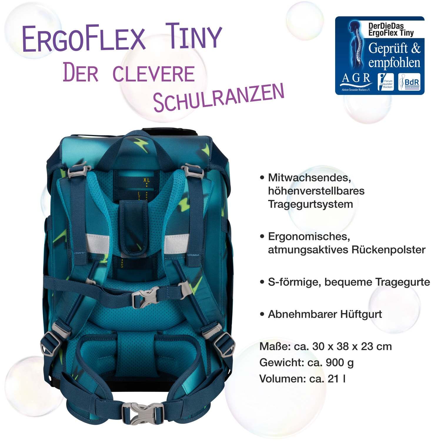 DerDieDas ErgoFlex Tiny Schulranzenset 5 teilig Magic Light