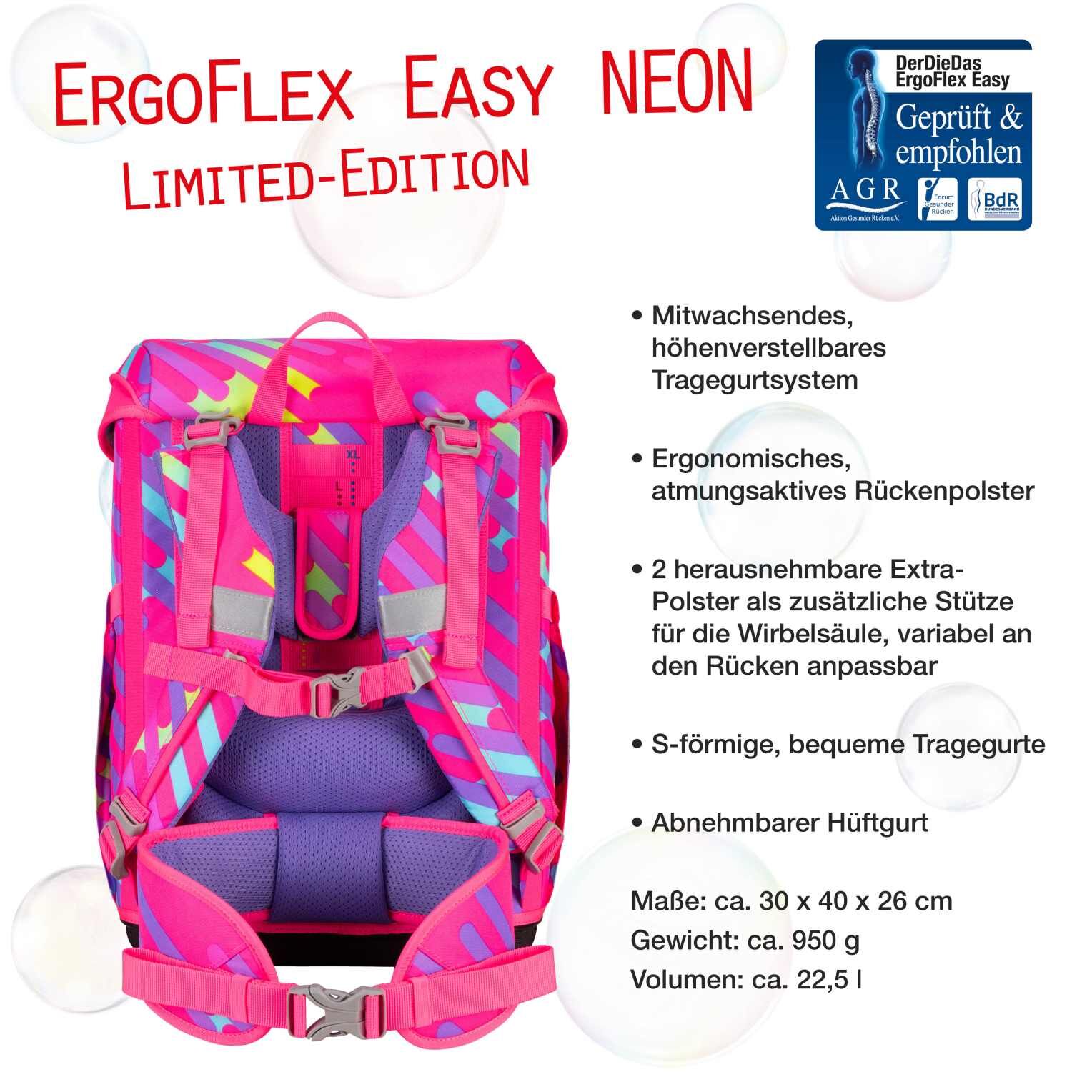 DerDieDas ErgoFlex Easy NEON Schulranzenset 5 teilig Punkie