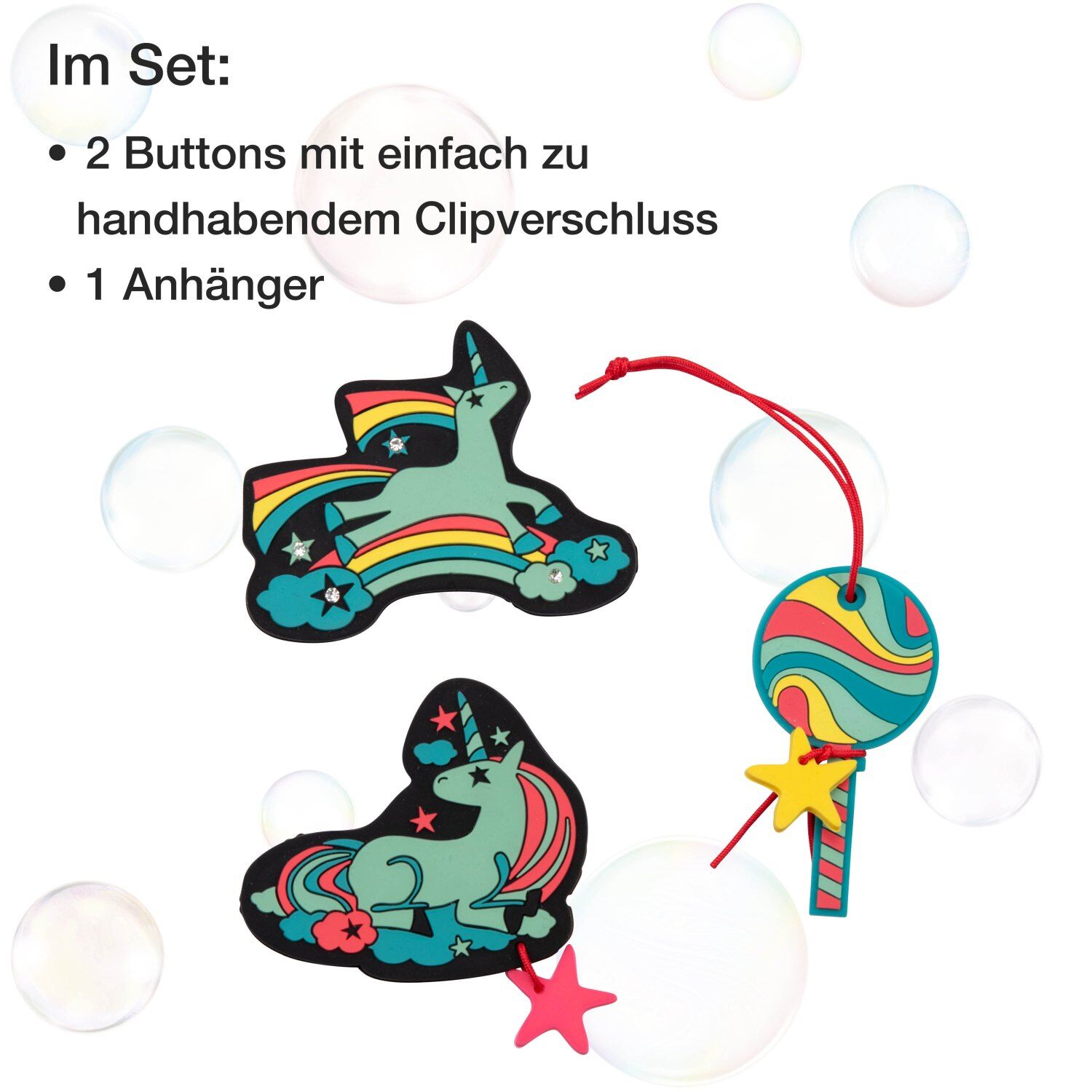 DerDieDas Wechselbuttons 3 teilig Rainbow Star