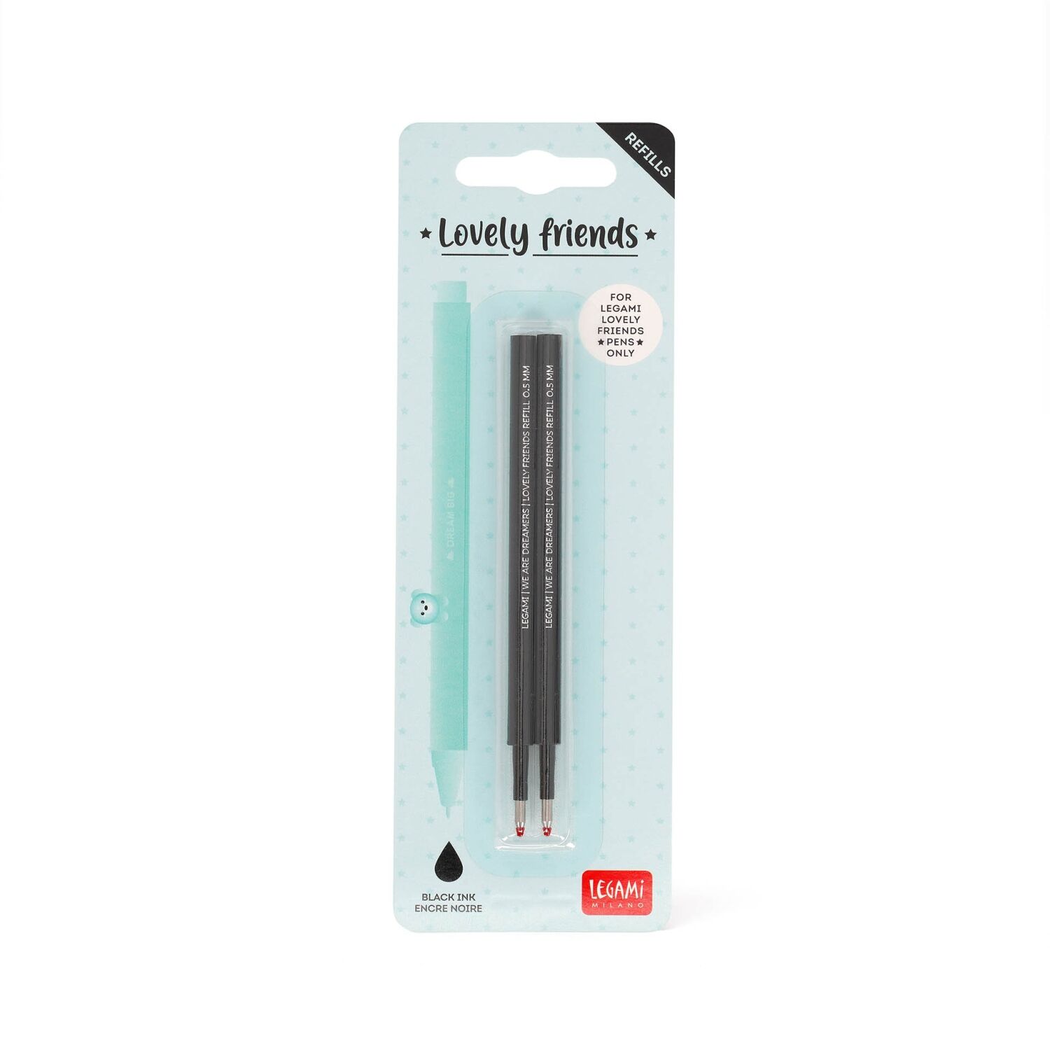 Legami Gelstift 2 Ersatzpatronen - LOVELY FRIENDS REFILL SET - BLACK