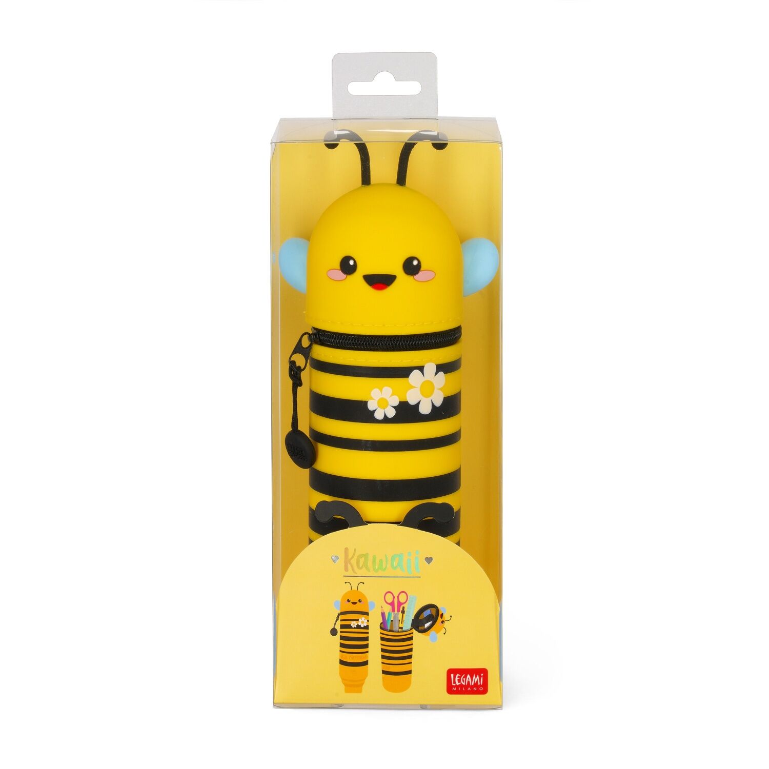 Legami 2-in-1-Federmäppchen aus Silikon - Kawaii - Bee
