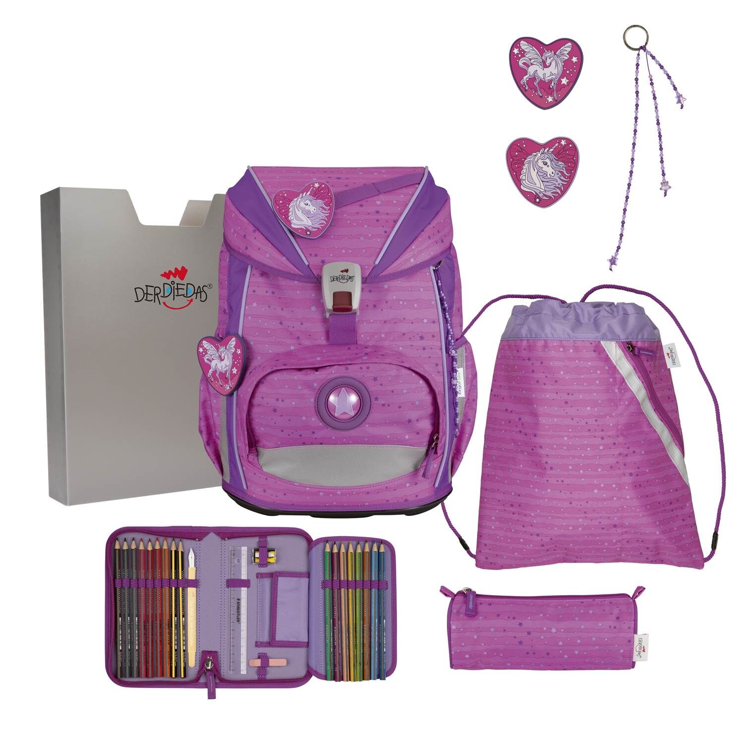 DerDieDas ErgoFlex Light Purple Unicorn Schulranzenset 5-teilig
