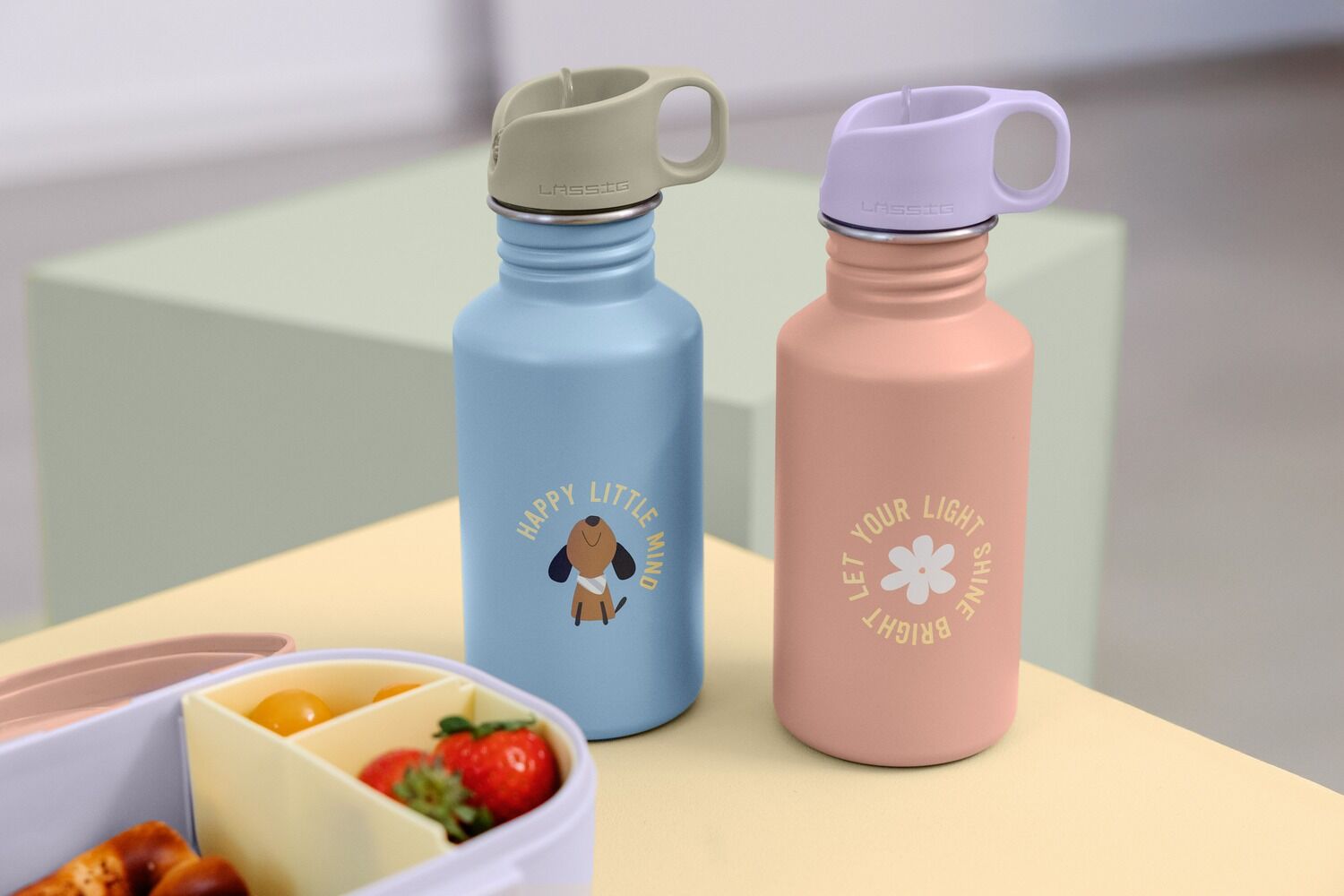 Lässig Trinkflasche Kinder - Edelstahl 500 ml, Pattern Party, Rosa