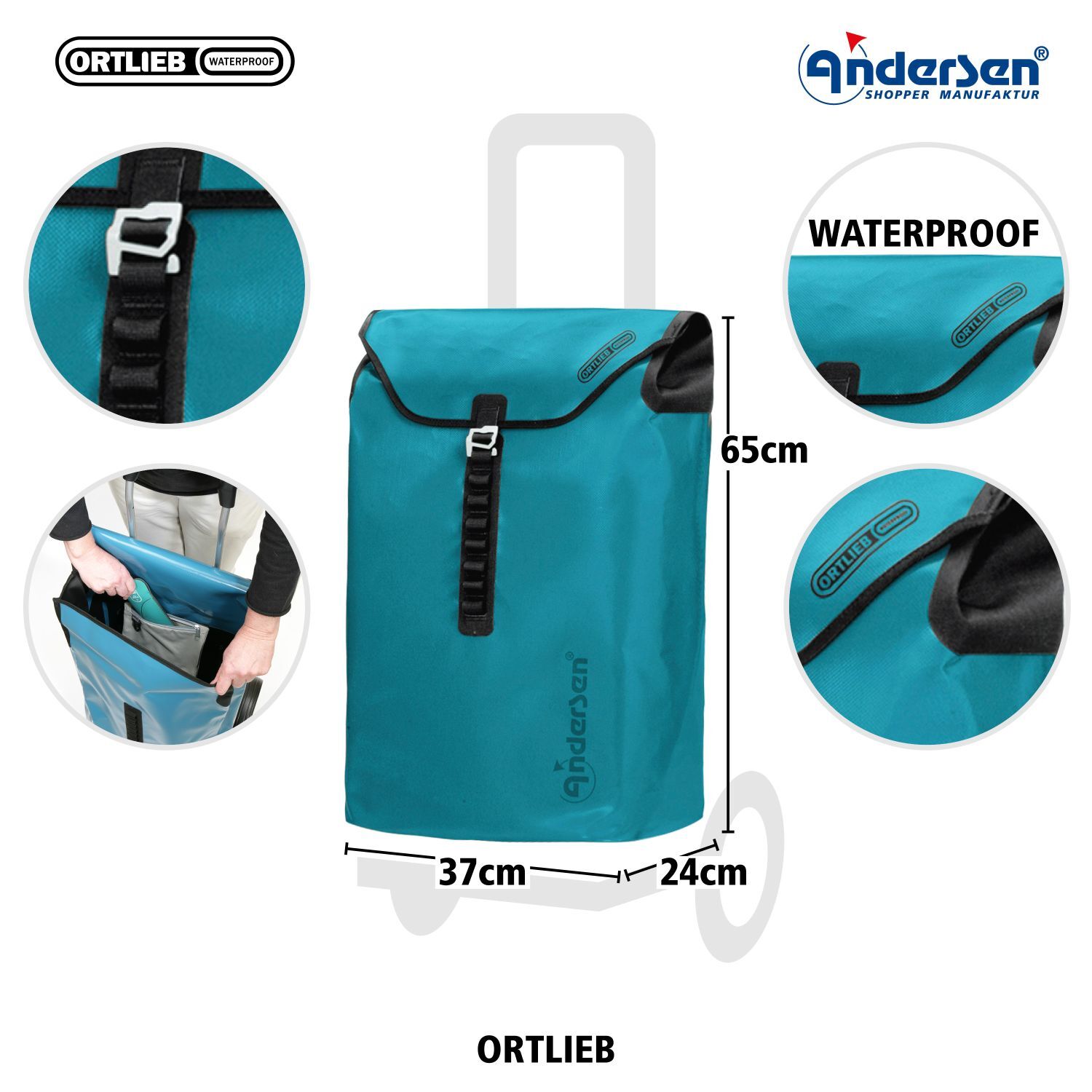 Andersen Einkaufstrolley Tasche Ortlieb petrol