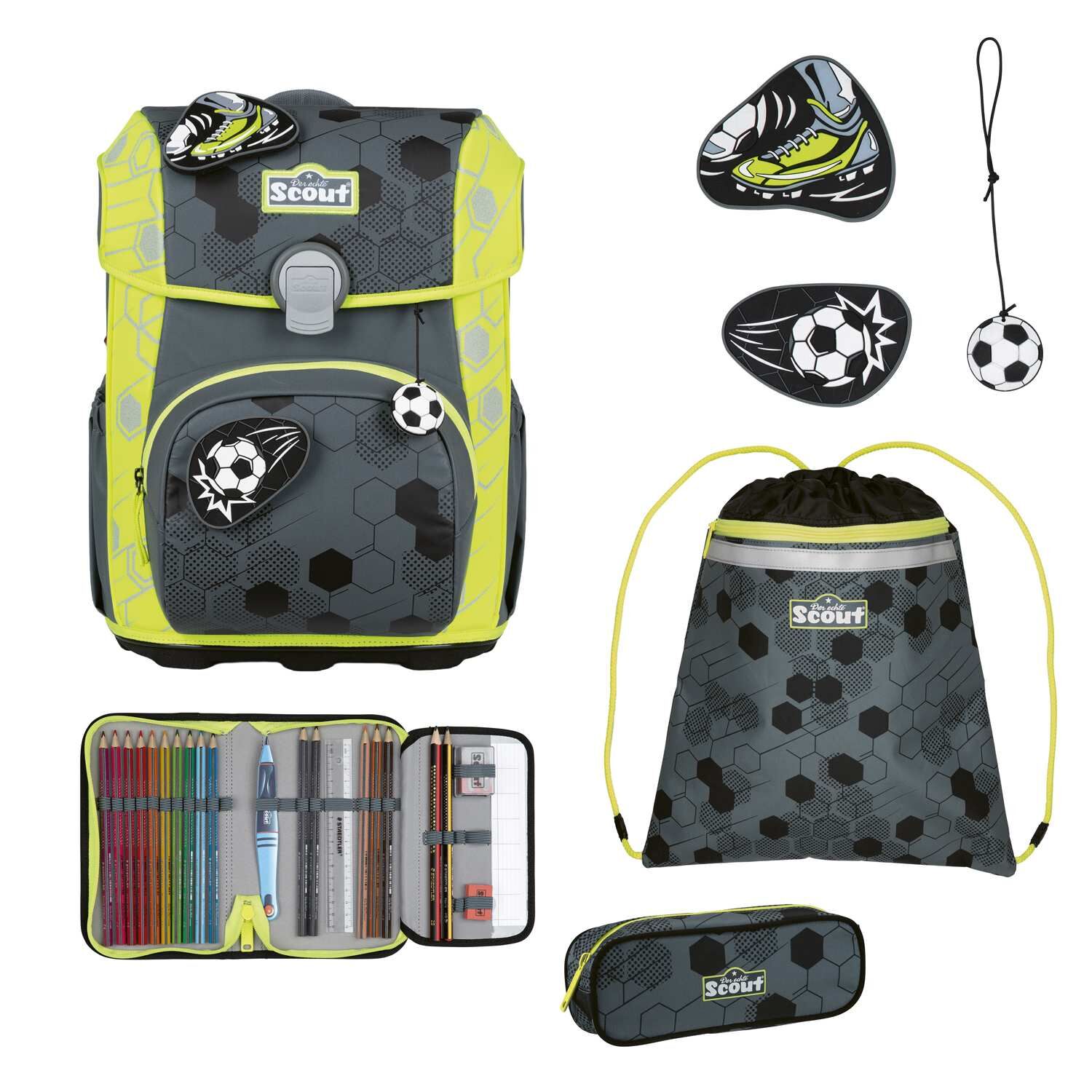 Scout Neo Schulranzen-Set 4 teilig Superflash Extreme Soccer Star