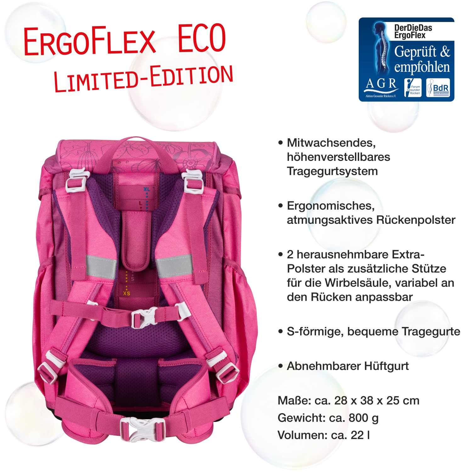 DerDieDas ErgoFlex ECO Schulranzenset 5 teilig Pink Planet