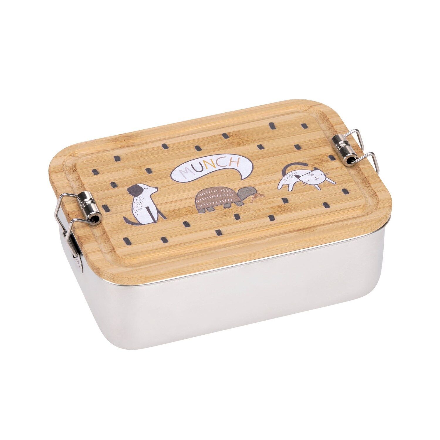 Lässig Brotdose Kinder - Edelstahl Lunchbox, Bamboo Happy Prints