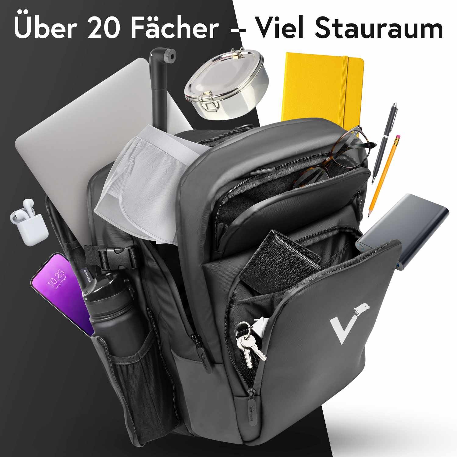 Valkental ValkBusiness 3in1 Fahrradtasche Schwarz