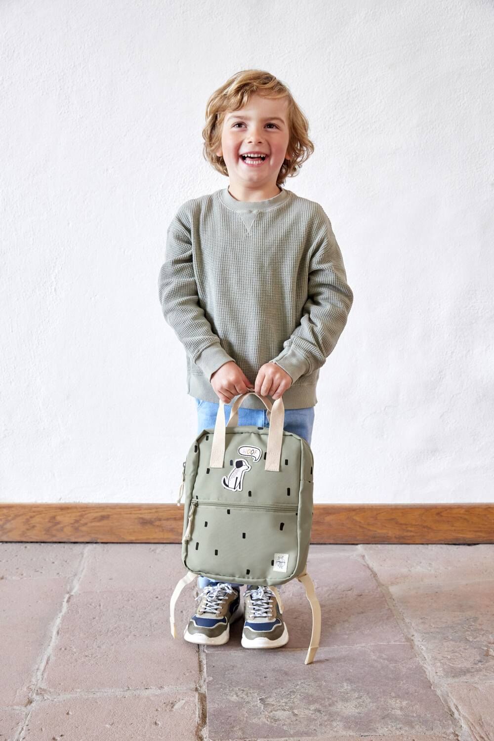 Lässig Kindergartenrucksack - Mini Square Happy Prints light olive
