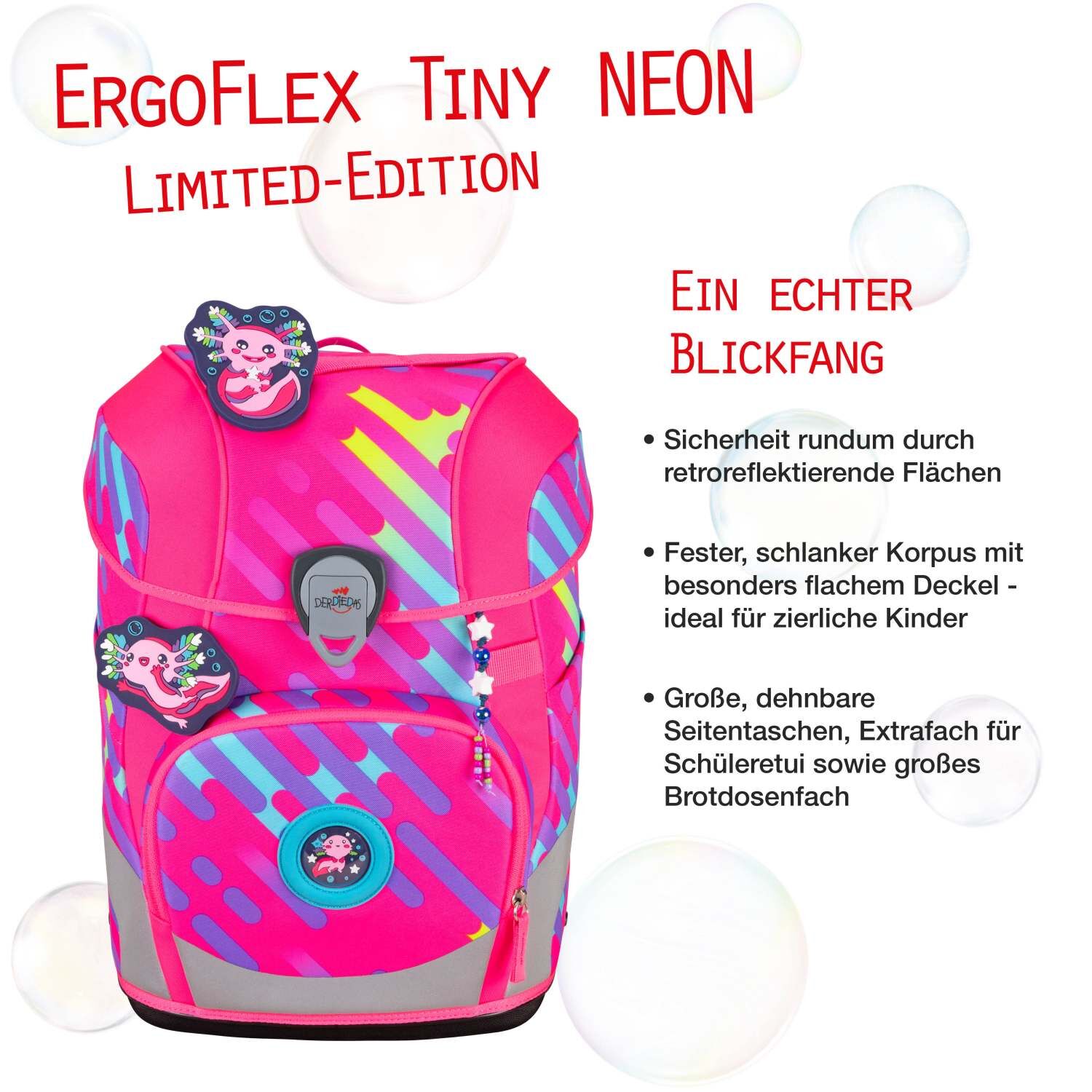 DerDieDas ErgoFlex Tiny NEON Schulranzenset 5 teilig Punkie