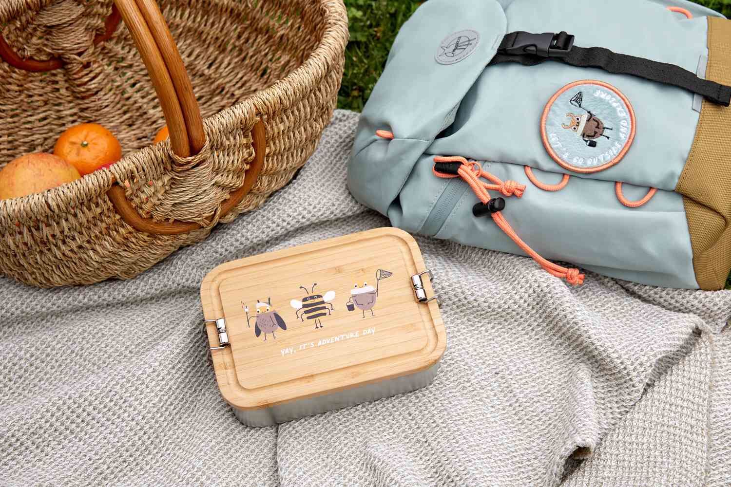Lässig Brotdose Kinder - Edelstahl Lunchbox, Bamboo Nature