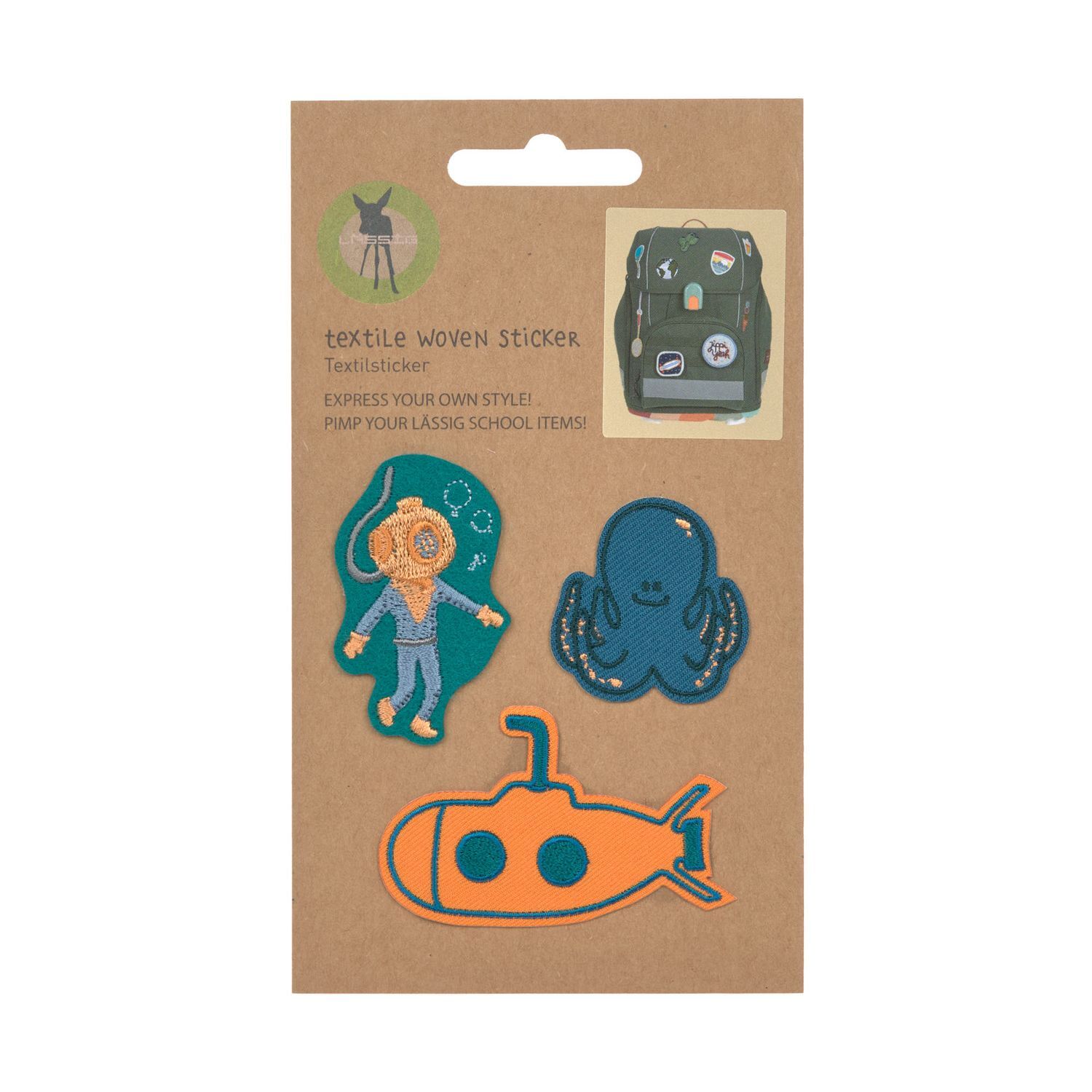 Lässig Textil-Sticker (3 Stk) - Stick on, Tiefsee