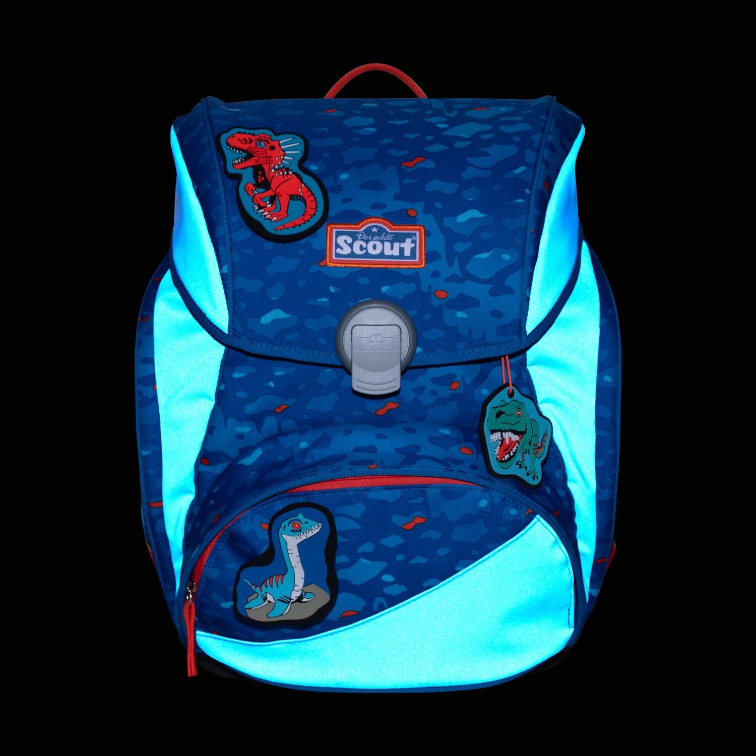Scout Alpha Schulranzenset Superflash 4 teilig Blue Dino