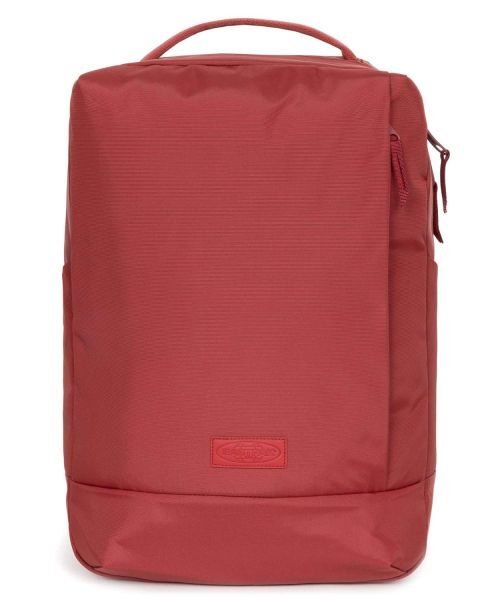 Roter Rucksack mit Laptopfach, Getränkehalter und Eastpak Logo. Volumen 20 Liter. Maße 28x44x16 cm.