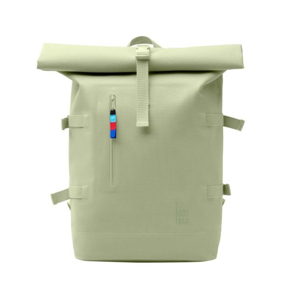 Rucksack Beige mit Got Bag Aufdruck. Füllvolumen 31 Liter Wasserdicht.