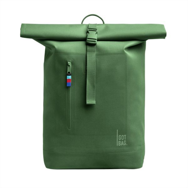 Grüner Rucksack mit Got Bag Logo. Füllvolumen 26 Liter. Wasserdicht. PFC- & PVC-frei.